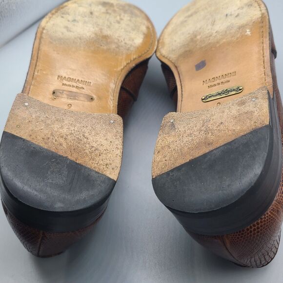 Magnanni  Raul men shoe genuine lizard skin penny loafer Spain cognac Sz 9 main image 14